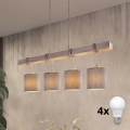 Brilagi - NUBILA LED kábeles csillár 4xE27/60W/230V szürke
