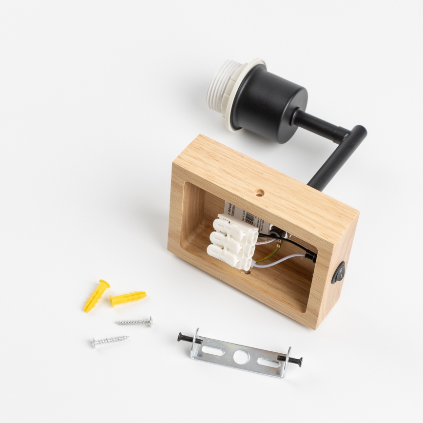 Brilagi - NUBILA WOOD fali lámpa 1xE27/25W/230V tölgy/fekete/narancssárga