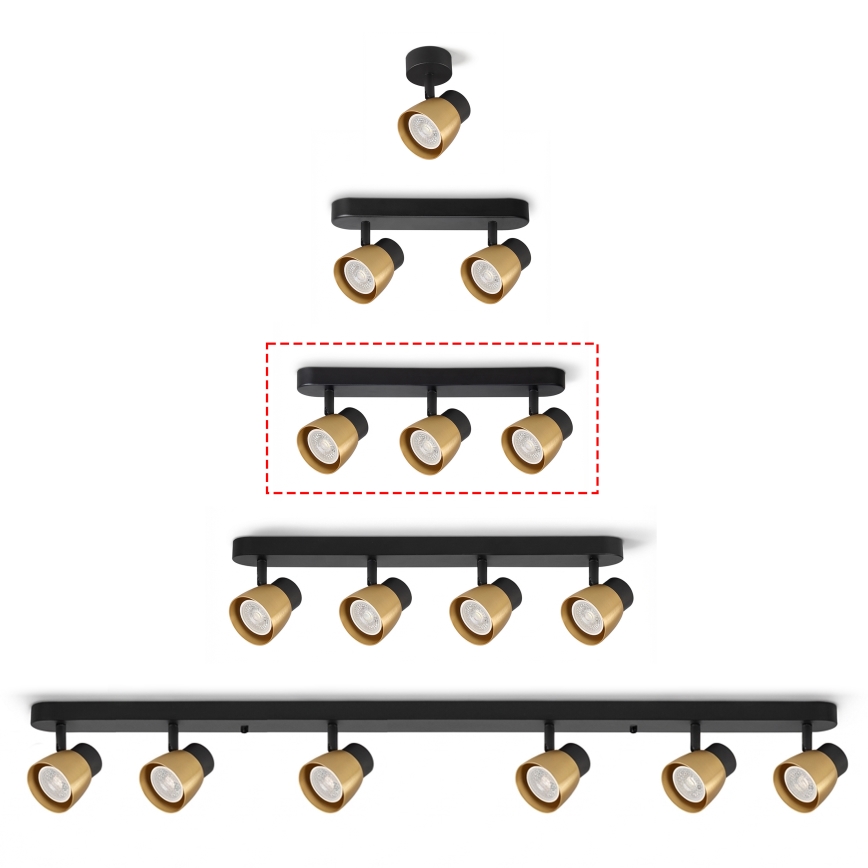 Brilagi - NUGGET spotlámpa 3xGU10/30W/230V fekete/arany