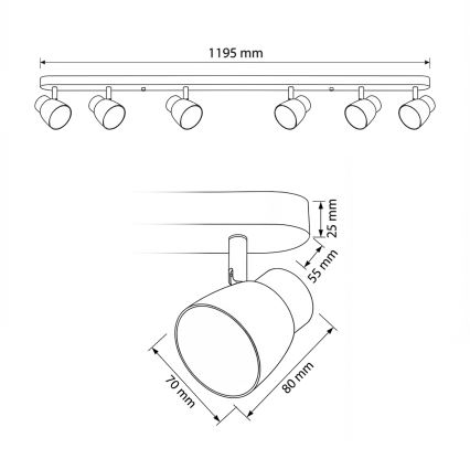 Brilagi - NUGGET spotlámpa 6xGU10/30W/230V fekete/arany