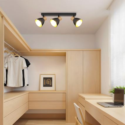 Brilagi - ODENSE irányítható spotlámpa 3xE14/10W/230V fa/fekete