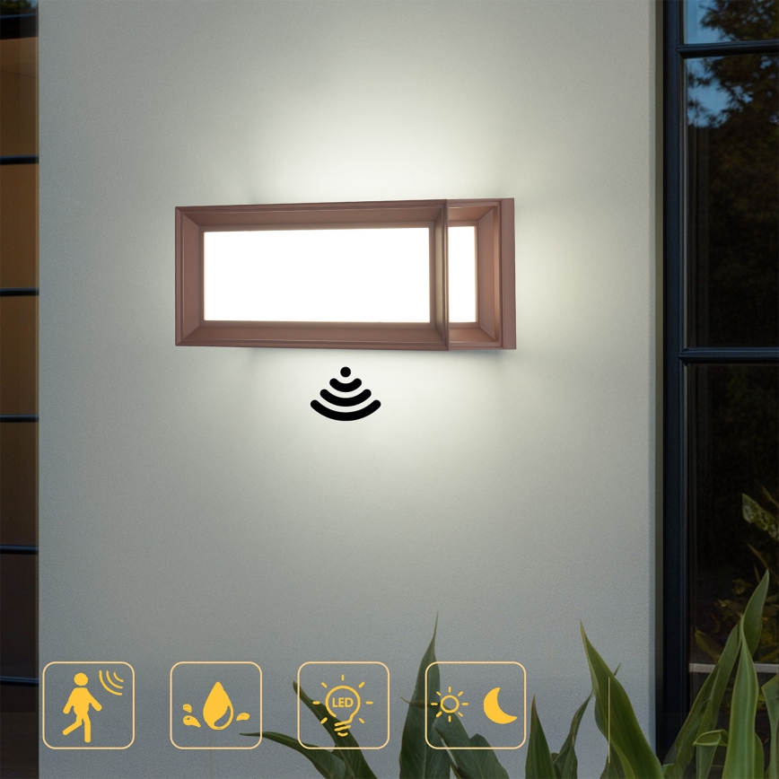 Brilagi - PARKER LED kültéri fali lámpatest érzékelővel LED/12W/230V barna IP44