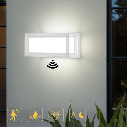 Brilagi - PARKER LED kültéri fali lámpa érzékelővel, 12W/230V, fehér, IP44