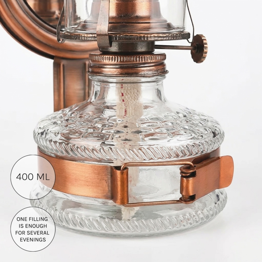 Brilagi - Petróleumlámpa tükörrel MERLIN bronz/patina