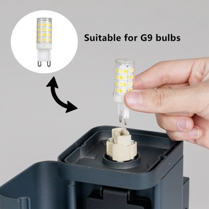 Brilagi - PILLAR kültéri fali lámpa SCHUKO aljzattal 1xG9/11W/230V IP44 antracit