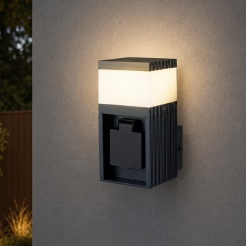 Brilagi - PILLAR kültéri fali lámpa Schuko aljzattal 1xG9/11W/230V IP44 antracit