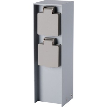 Brilagi - PILLAR kültéri konnektoros oszlop 2x SCHUKO 230V IP44, ezüst