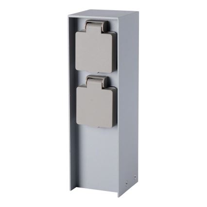 Brilagi - PILLAR kültéri konnektoros oszlop 2x SCHUKO 230V IP44, ezüst