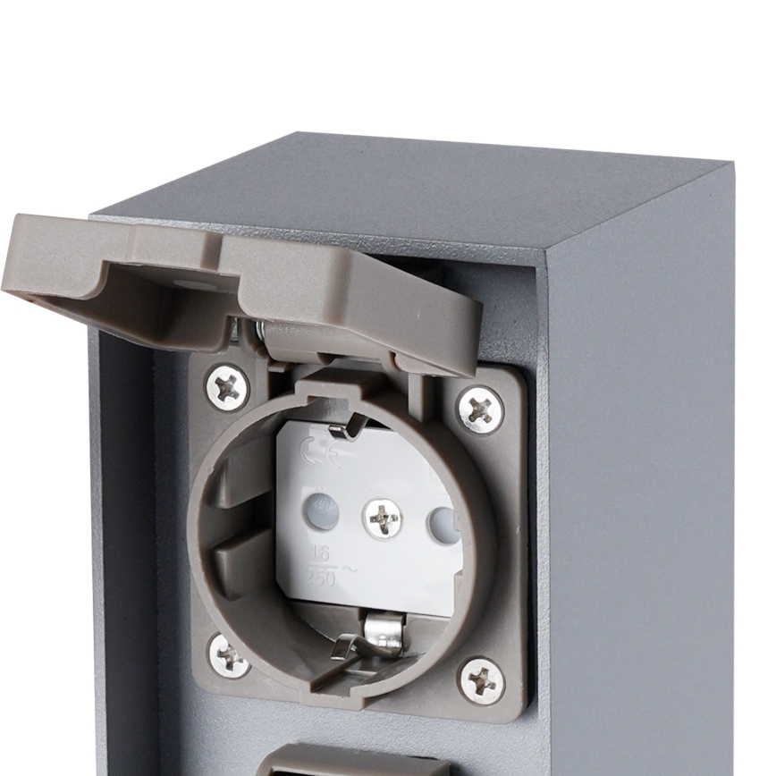 Brilagi - PILLAR kültéri konnektoros oszlop 2x SCHUKO 230V IP44, ezüst
