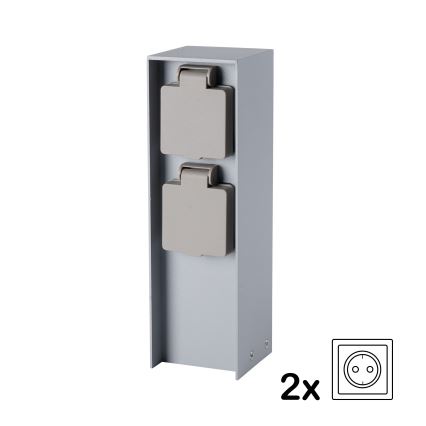 Brilagi - PILLAR kültéri konnektoros oszlop 2x SCHUKO 230V IP44, ezüst