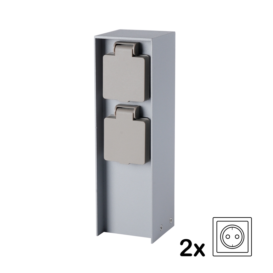 Brilagi - PILLAR kültéri konnektoros oszlop 2x SCHUKO 230V IP44, ezüst