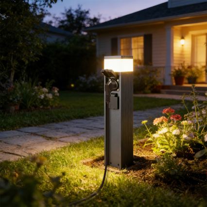 Brilagi - PILLAR kültéri lámpa 2 SCHUKO aljzattal, 1xG9/11W/230V, IP44, antracit