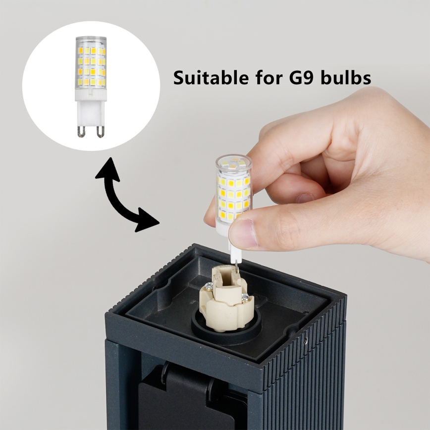 Brilagi - PILLAR kültéri lámpa 2 SCHUKO aljzattal, 1xG9/11W/230V, IP44, antracit