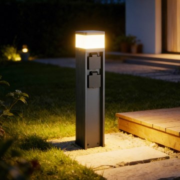 Brilagi - PILLAR kültéri lámpa 2 SCHUKO aljzattal, 1xG9/11W/230V, IP44, antracit