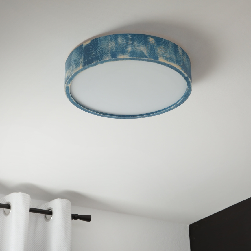 Brilagi - PINO mennyezeti lámpa 2xE27/15W/230V, fenyő/kék, átmérő 37,5 cm