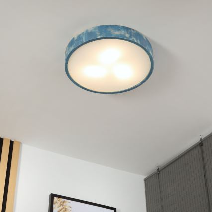 Brilagi - PINO mennyezeti lámpa 3xE27/15W/230V fenyő/kék átm. 47,5 cm