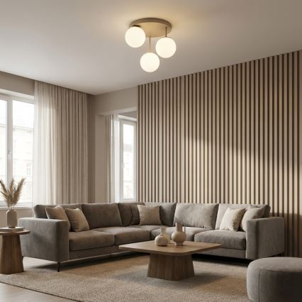 Brilagi - Plafonra szerelhető csillár 3xE27/60W/230V bézs/arany