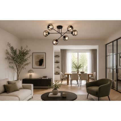 Brilagi - Plafonra szerelhető DIOR csillár 6xE27/60W/230V fekete/füstszürke