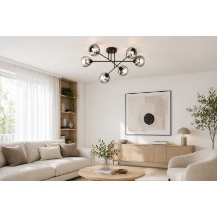 Brilagi - Plafonra szerelhető DIOR csillár 6xE27/60W/230V fekete/füstszürke