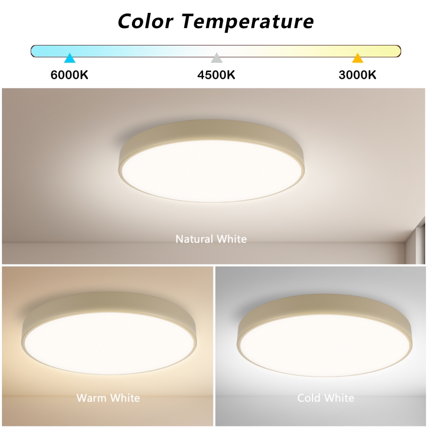 Brilagi - POOL LED mennyezeti lámpatest 48W/230V, 3000/4000/6000K, átm. 40 cm, bézs