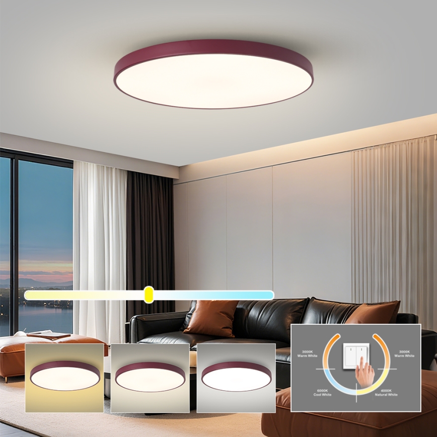 Brilagi - LED mennyezeti lámpatest POOL LED/100W/230V 3000/4000/6000K átm. 80 cm bordó