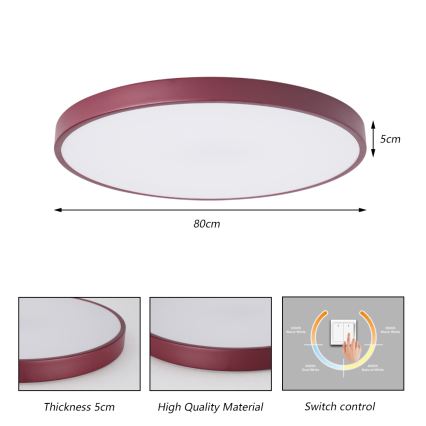 Brilagi - LED mennyezeti lámpatest POOL LED/100W/230V 3000/4000/6000K átm. 80 cm bordó