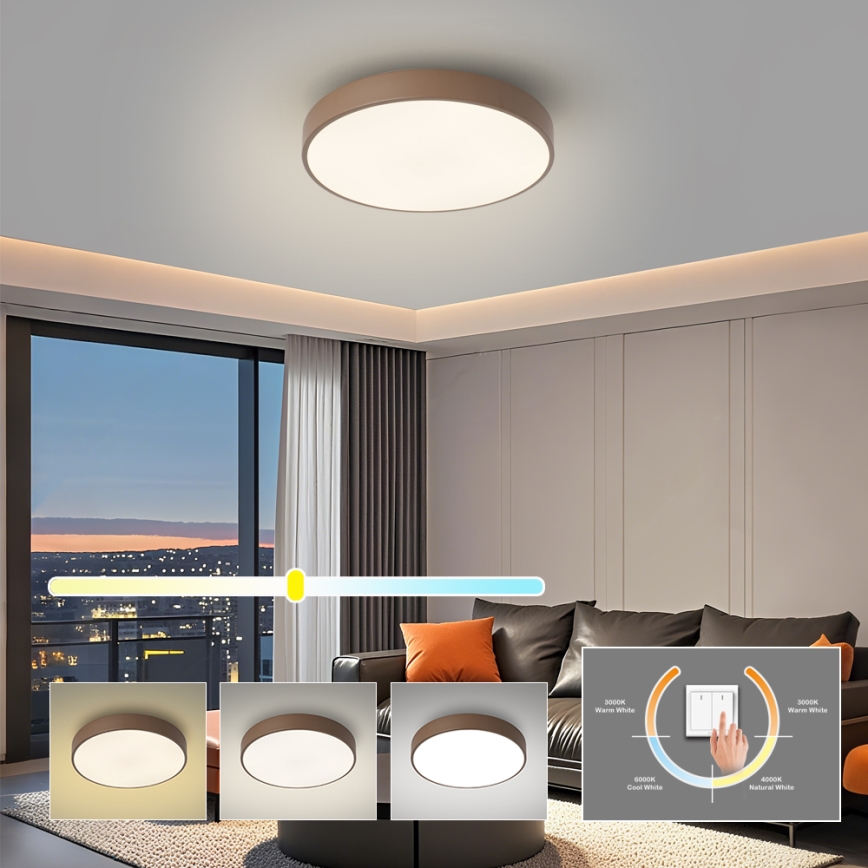 Brilagi - LED mennyezeti lámpa POOL LED/36W/230V 3000/4000/6000K átm. 30 cm barna
