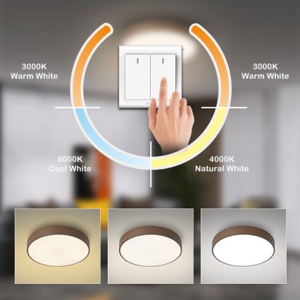 Brilagi - LED mennyezeti lámpa POOL LED/36W/230V 3000/4000/6000K átm. 30 cm barna