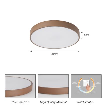 Brilagi - LED mennyezeti lámpa POOL LED/36W/230V 3000/4000/6000K átm. 30 cm barna