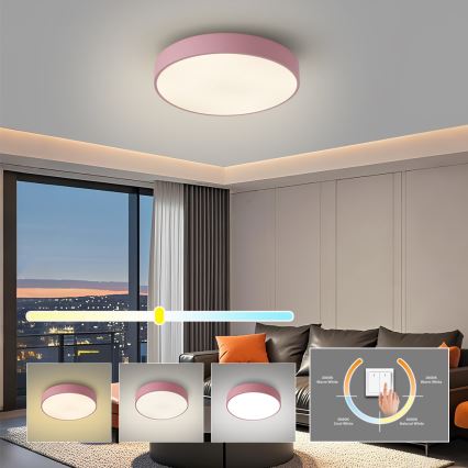 Brilagi - LED mennyezeti lámpa POOL LED/48W/230V 3000/4000/6000K átm. 40 cm rózsaszín