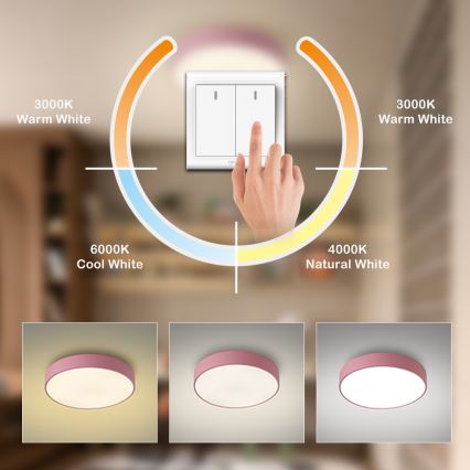 Brilagi - LED mennyezeti lámpa POOL LED/48W/230V 3000/4000/6000K átm. 40 cm rózsaszín
