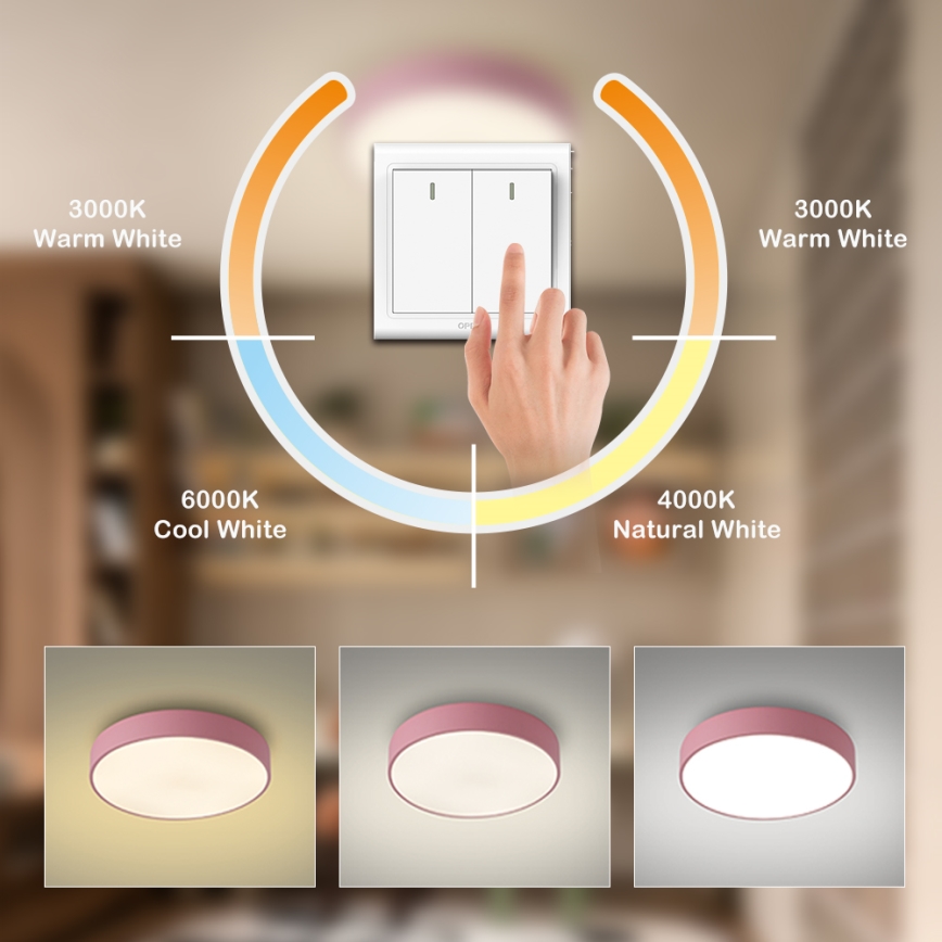 Brilagi - LED mennyezeti lámpa POOL LED/48W/230V 3000/4000/6000K átm. 40 cm rózsaszín