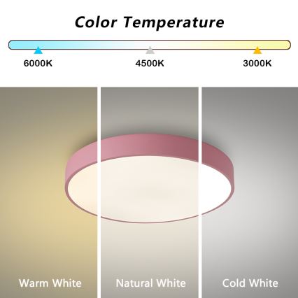 Brilagi - LED mennyezeti lámpa POOL LED/48W/230V 3000/4000/6000K átm. 40 cm rózsaszín