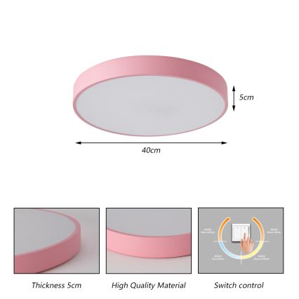 Brilagi - LED mennyezeti lámpa POOL LED/48W/230V 3000/4000/6000K átm. 40 cm rózsaszín