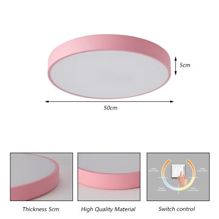 Brilagi - LED mennyezeti lámpatest POOL LED/60W/230V 3000/4000/6000K átm. 50 cm rózsaszín