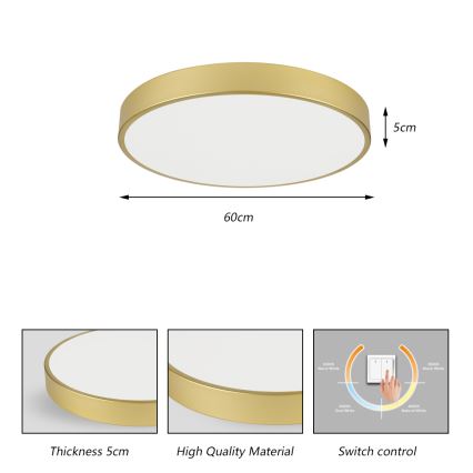 Brilagi - POOL LED mennyezeti lámpatest 60W/230V 3000/4000/6000K, átmérő 60 cm, aranyszínű