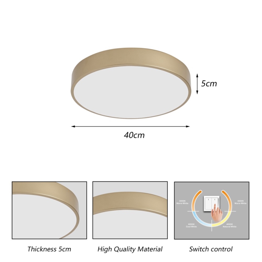 Brilagi - POOL LED mennyezeti lámpatest LED/48W/230V 3000/4000/6000K átm. 40 cm aranyszínű