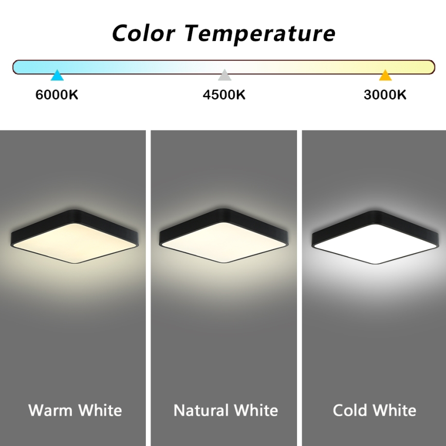 Brilagi - LED mennyezeti lámpatest POOL SQUARE LED/48W/230V 3000/4500/6000K 50x50 cm fekete
