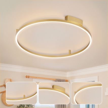 Brilagi - LED fényerőszabályozható mennyezeti lámpatest PORTOFINO LED/60W/230V 3000-6000K átm. 80 cm arany + távirányító