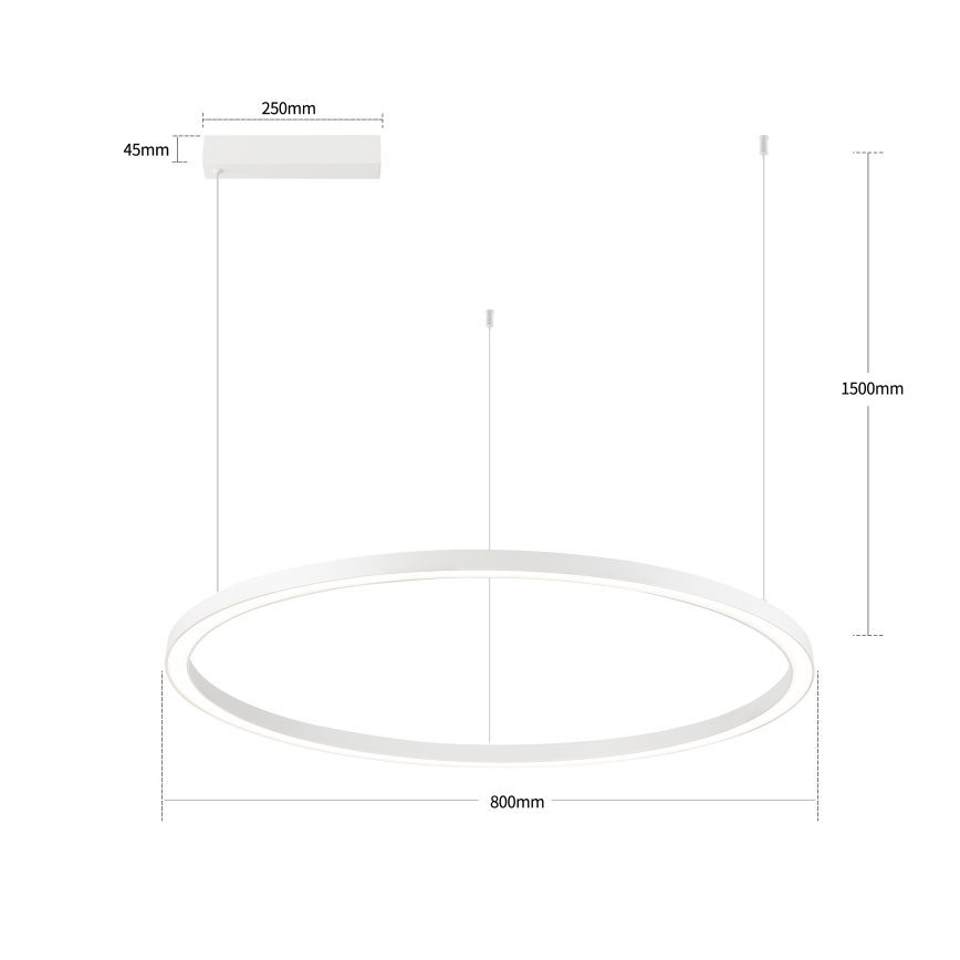 Brilagi - PORTOFINO LED dimmelhető kábelre függesztett csillár LED/60W/230V 3000-6000K átm. 80 cm fehér + távirányító