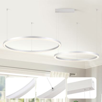 Brilagi - LED-fényerőszabályozható kábeles csillár PORTOFINO LED/98W/230V 3000-6000K ezüstszínű + távirányító