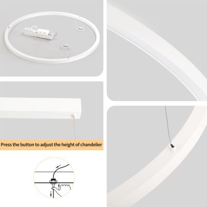 Brilagi - LED dimmelhető csillár kábeles felfüggesztéssel PORTOFINO LED/60W/230V 3000-6000K átm. 80 cm fehér + távirányító