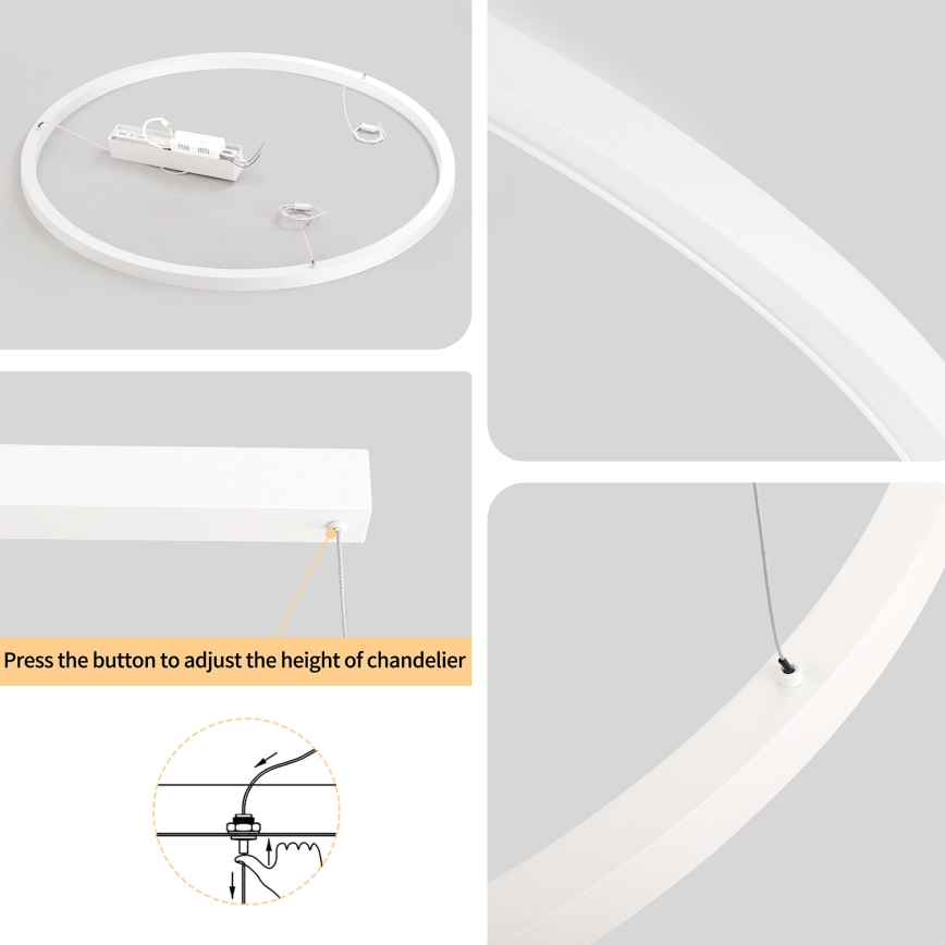 Brilagi - LED dimmelhető csillár kábeles felfüggesztéssel PORTOFINO LED/60W/230V 3000-6000K átm. 80 cm fehér + távirányító
