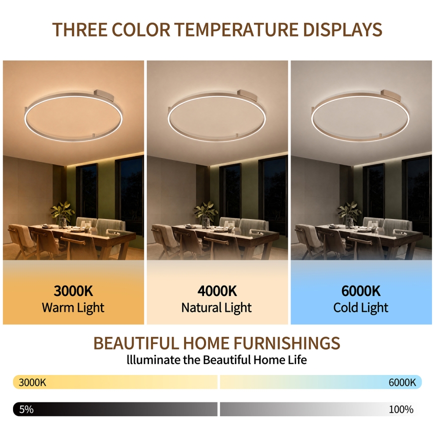 Brilagi - PORTOFINO dimmelhető LED mennyezeti lámpa LED/60W/230V 3000-6000K átm. 80 cm bézs + távirányító