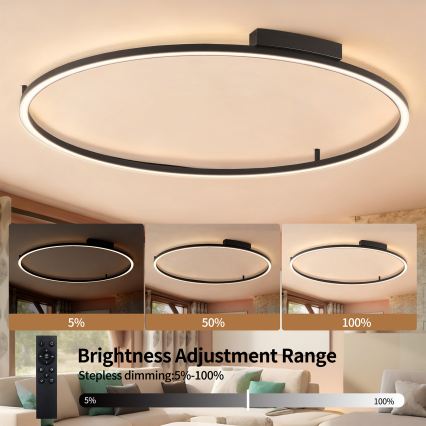 Brilagi - PORTOFINO LED fényerőszabályozható mennyezeti lámpa LED/85W/230V 3000-6000K átm. 120 cm fekete + távirányító