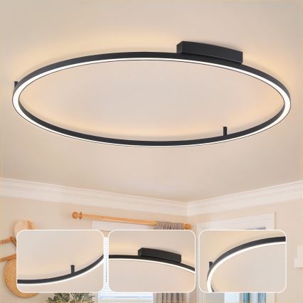 Brilagi - PORTOFINO LED fényerőszabályozható mennyezeti lámpa LED/85W/230V 3000-6000K átm. 120 cm fekete + távirányító