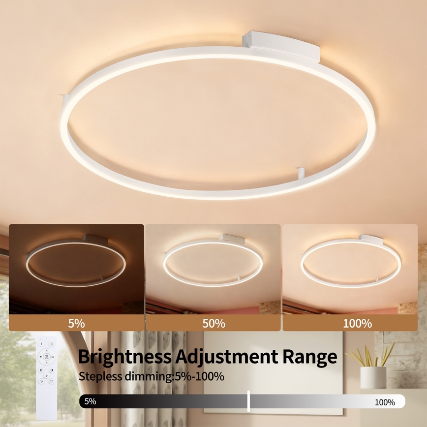 Brilagi - LED dimmelhető mennyezeti lámpa PORTOFINO LED/60W/230V 3000-6000K, átmérő 80 cm, fehér + távirányító