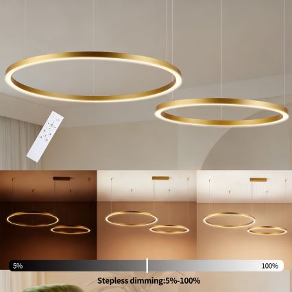 Brilagi - LED dimmelhető csillár kábelen PORTOFINO LED/98W/230V 3000–6000K arany + távirányító