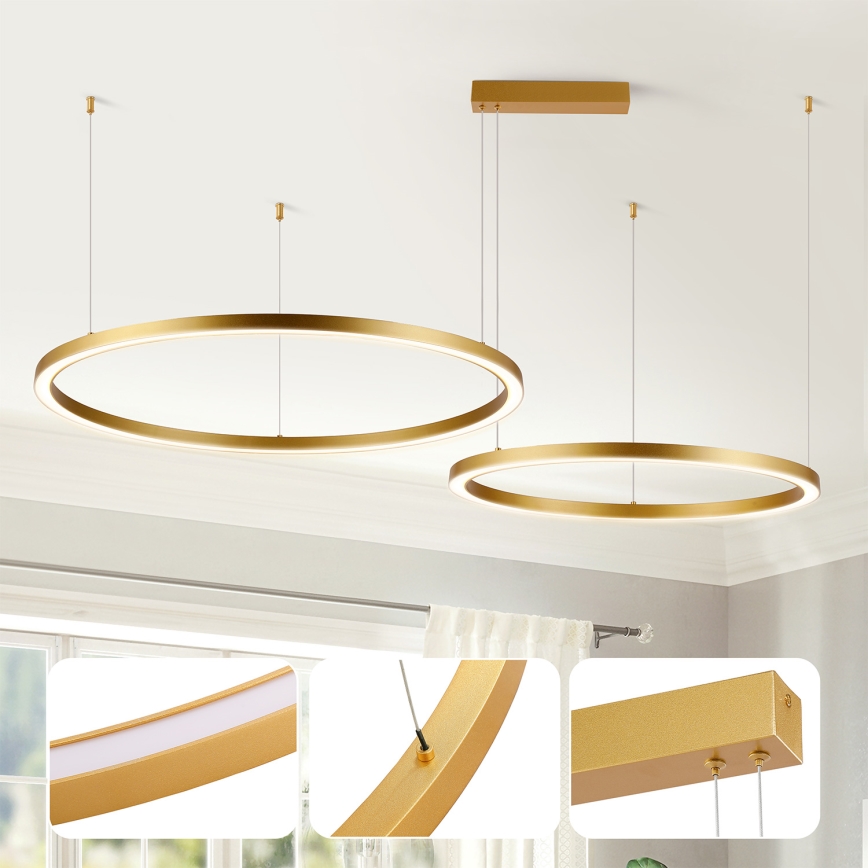 Brilagi - LED dimmelhető csillár kábelen PORTOFINO LED/98W/230V 3000–6000K arany + távirányító