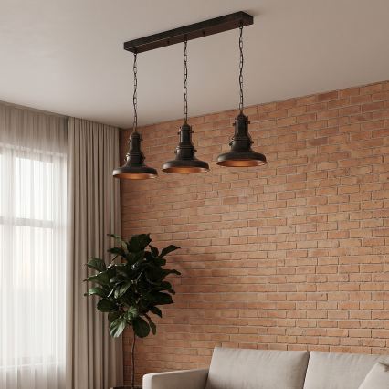 Brilagi - PYRONIC láncos csillár 3xE27/40W/230V bronz/patina